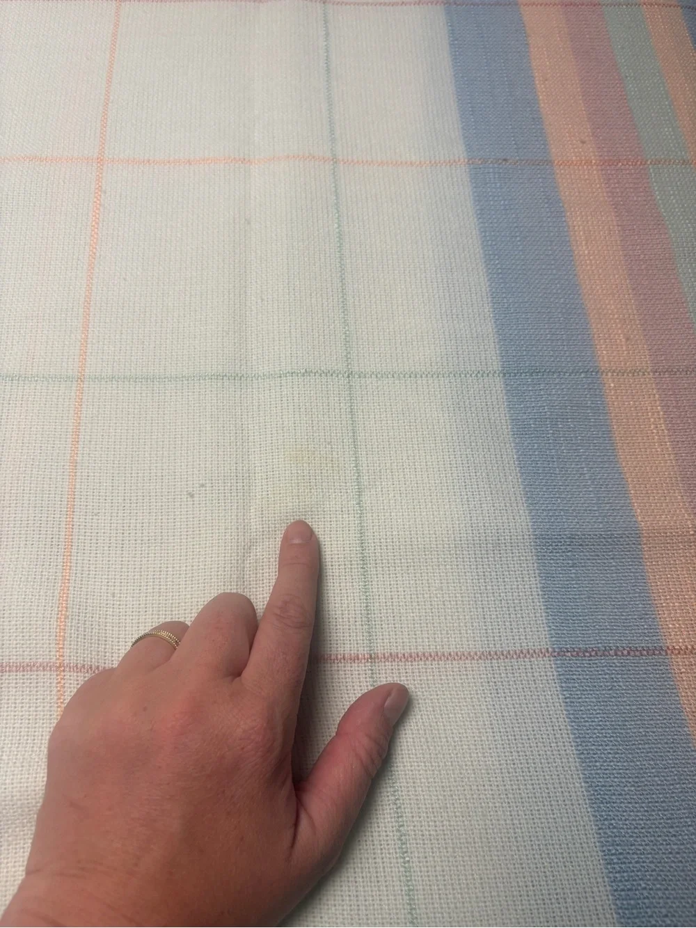 Pastel Plaid Cotton Table Cloth and Napkin Set - White, Light Blue, Pink 50x68in
